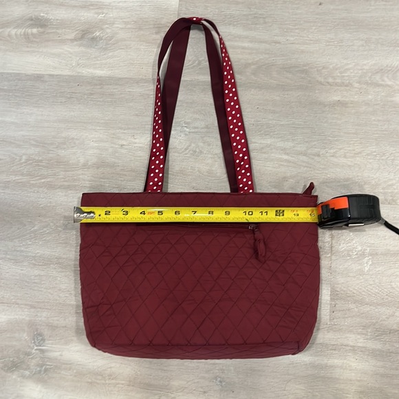 Dark red polkadot bow purse/tote - Picture 3 of 4